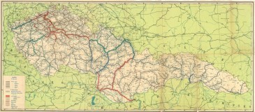 Železniční mapa Československa období 1. republiky (1918 - 1938)