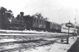 Choceň nádraží 1934 - parní lokomotiva 310.0 a motorový vůz M130.2