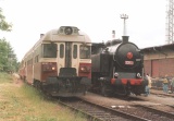 15.6.1997 Vysoké Mýto motorový vůz 860 002-5 a parní lokomotiva 328.011
