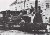Osobní vlak s lokomotivou 195.05 (ex.StEG IV'c 461, ČSD 300.402) na zastávce Vysoké Mýto v roce 1917