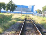 22.9.2005 Litomyšl železniční vlečka Vertex, pohled na Vertex, pohled směrem k zastávce Litomyšl zastávka